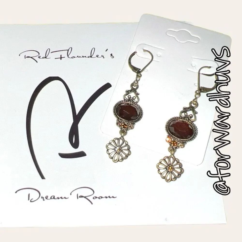 Lia Sophia Bronze Color Dangle Earrings with Rhinestone